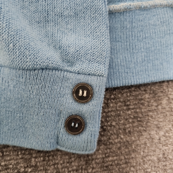 VTG IZOD Lacoste Men’s Medium Blue Cardigan Sweater Grandpa Preppy Acrylic RARE - Picture 5 of 16